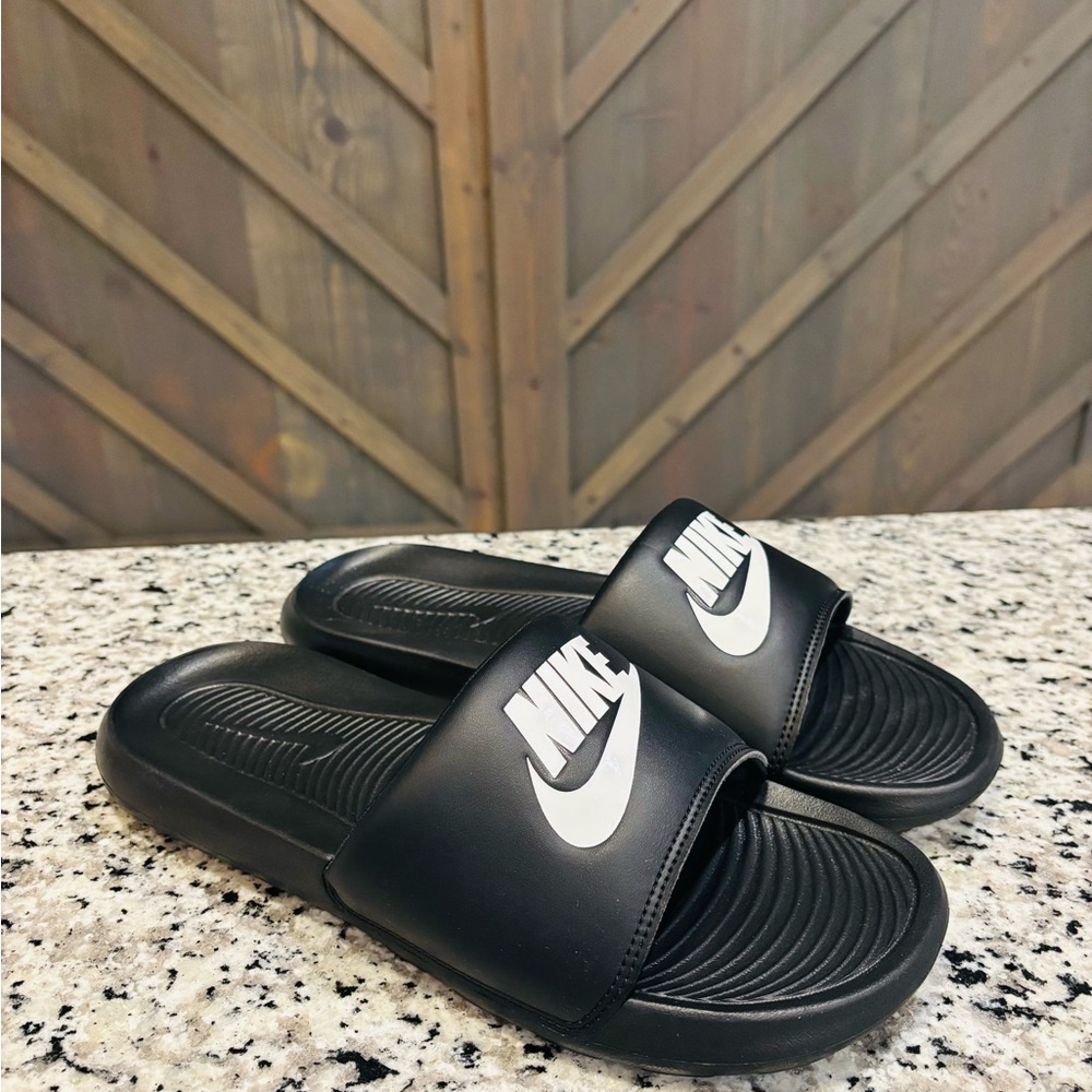 Nike Black and White Slides